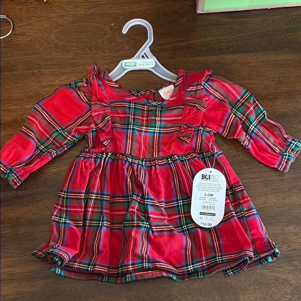 Red Plaid Baby Dress with Ruffles